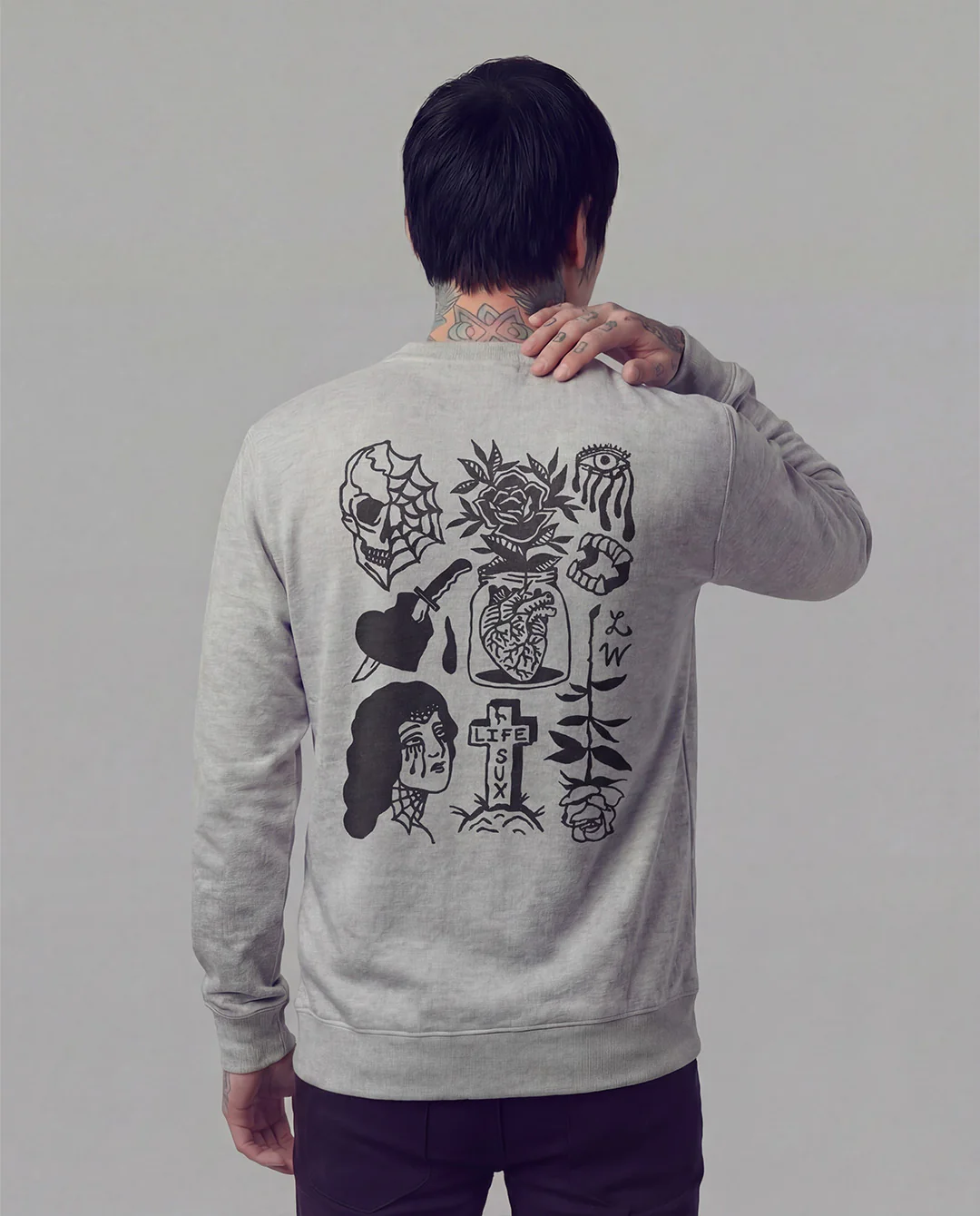 Life Sux Grey Crew - Image 3