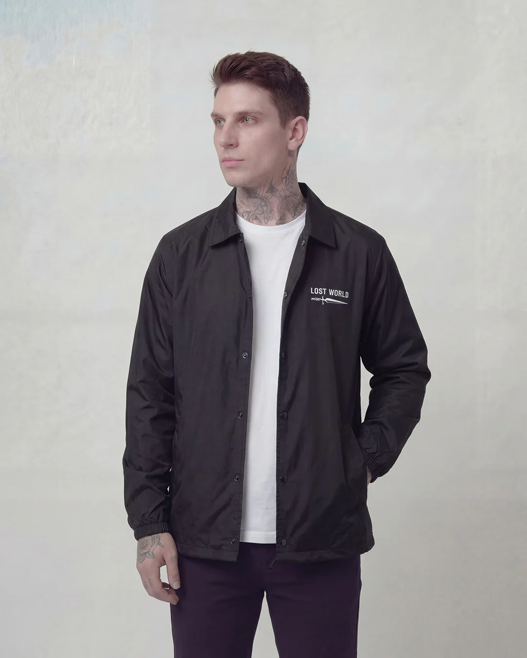 LW Dagger Embroidered Black Coach Jacket - Image 5