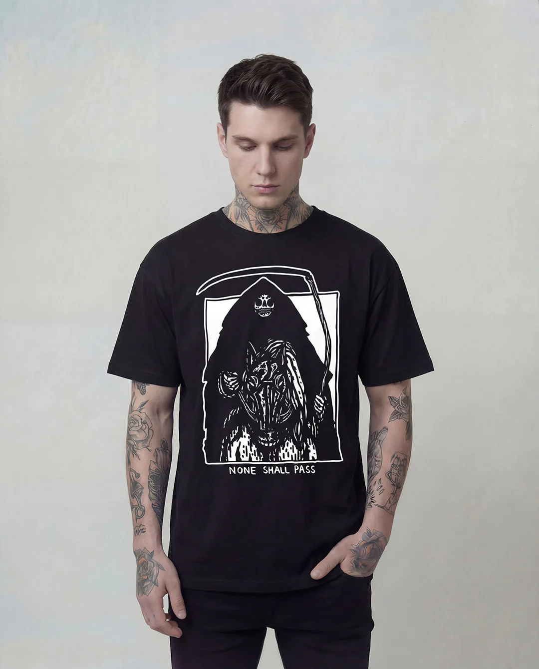 None Shall Pass Black t-Shirt - Image 2