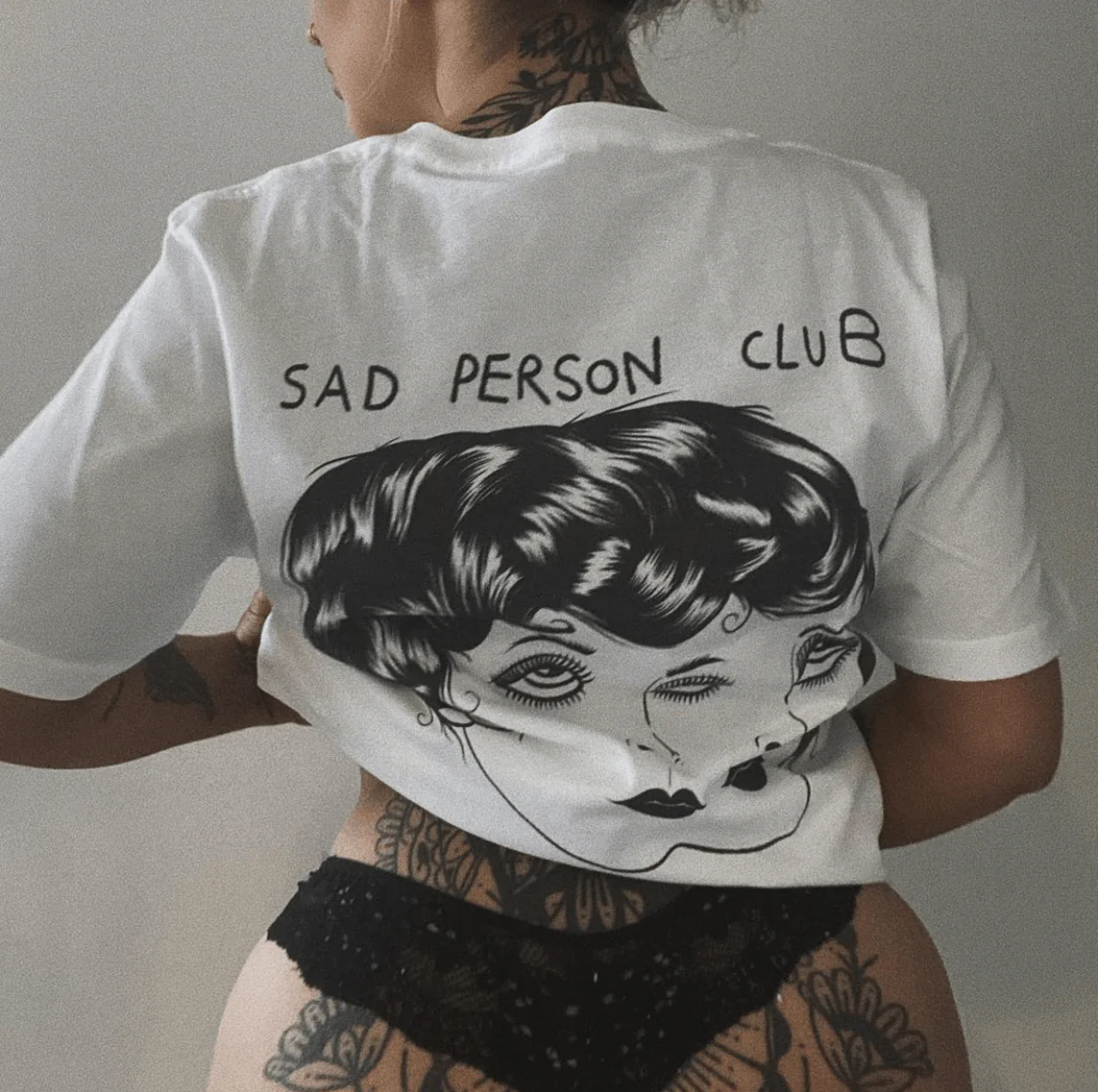 Sad Person Club White Tee - Image 5