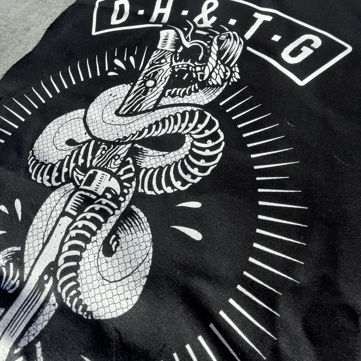 Snake & Dagger Large Screen Printed Patch - Image 3